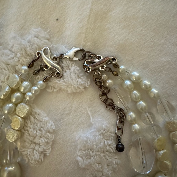 Chico's Silver/Pearl Beaded Necklace and Earrings Set - Picture 2 of 2